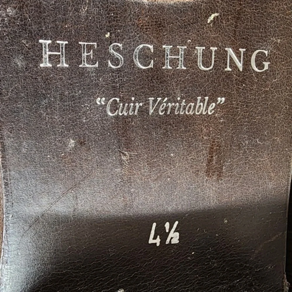 Heschung Brown Leather Riding‎ Boots Tall Buckle Womens 7 Made in France
